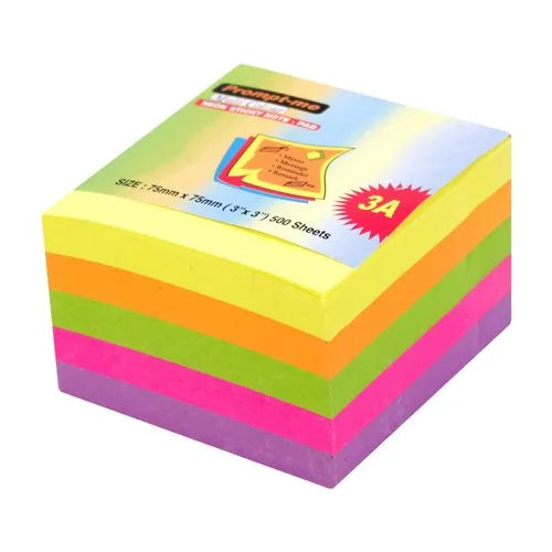 NEON STICKY NOTES - 100 SQUARE SHEETS (75mm x 75mm)